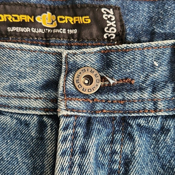 Jordan Craig Jeans Men's 36x32 Medium Blue Wash Distressed Bootcut Denim 79771 - Picture 8 of 16